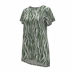 Crown & Ivy Women’s Large Green White Zebra Print Top